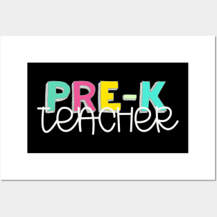 Preschool educator teacher multicolored white Posters and Art